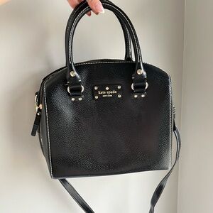 kate spade Black Pebbled Leather Satchel with Crossbody Strap